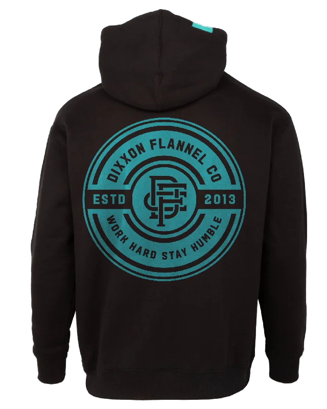 Women's Tiffany Work Hard Badge Zip Up Hoodie - Black Hoodie with V-Neck Classic Versatile Women's Tiffany Work Hard Badge Zip Up Hoodie - Black Hoodie with V-Neck Classic Versatile