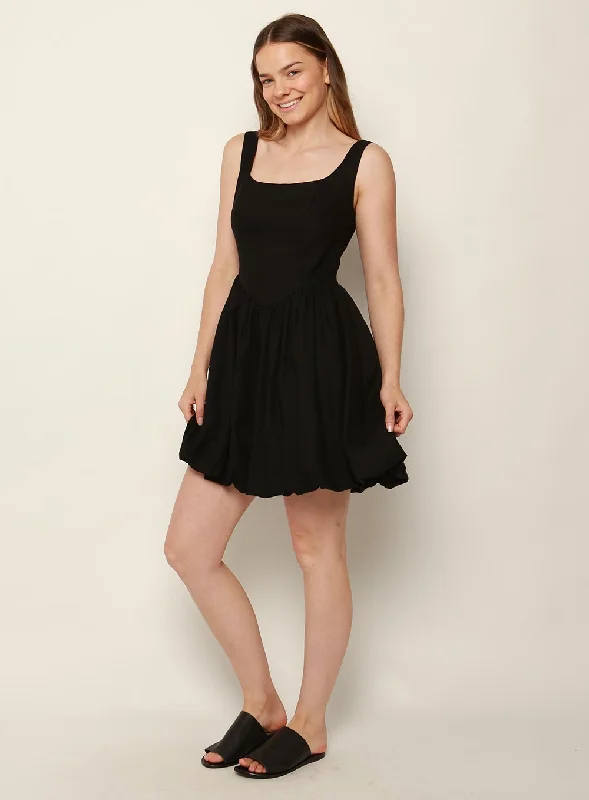 Tahlia Mini Dress-Black Comfortable Zip-Up Mini Dress