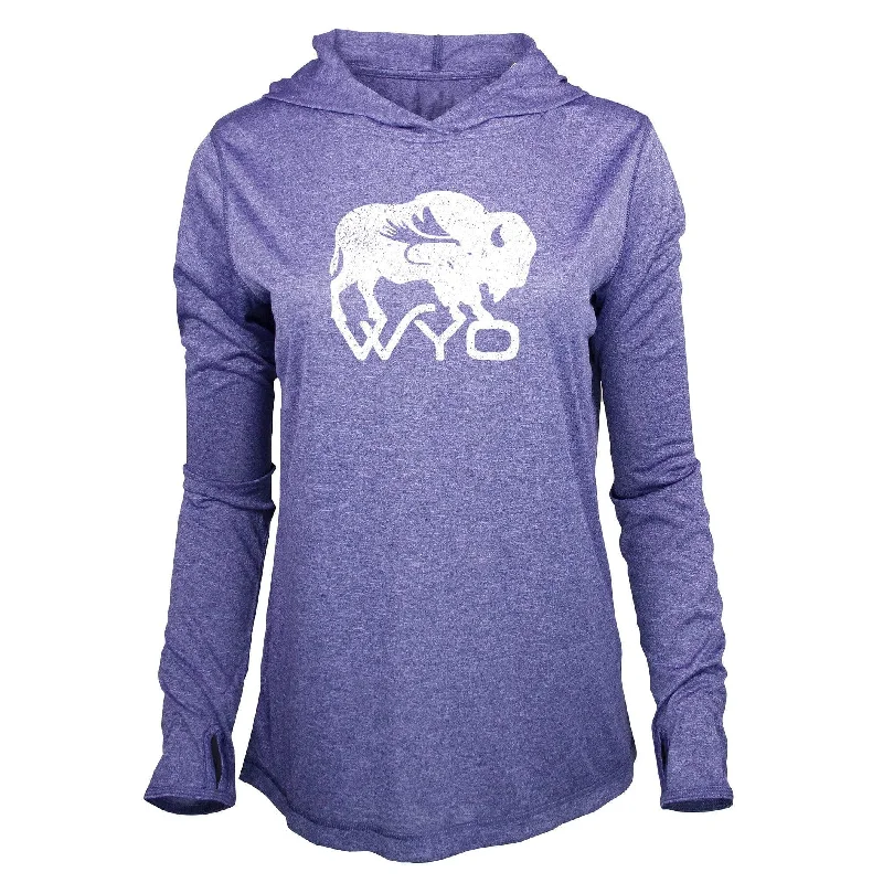 Wyo Fly Bison - Women's Performance Hoodie Hoodie with Crew Neck Simple Timeless