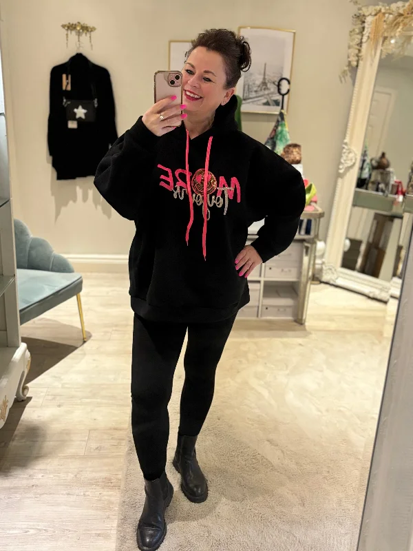 'More Toujours' Hoodie Hoodie with Ribbed Hem Stretchable Secure
