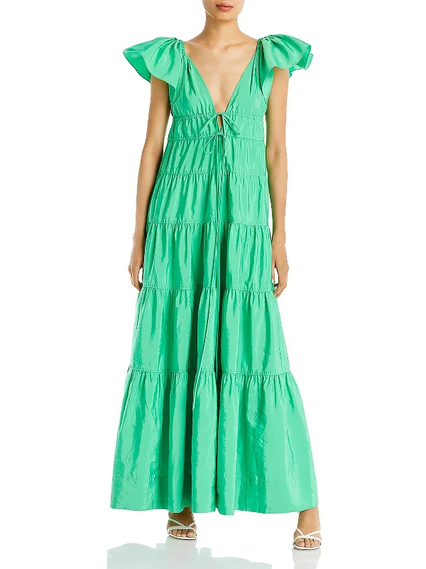 Luca Womens Ruffle Sleeve Maxi Evening Dress Tunics Review highly