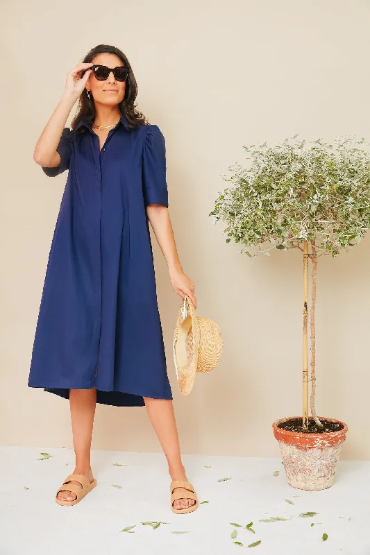 Navy Kayla Dress Tunics Satin smooth