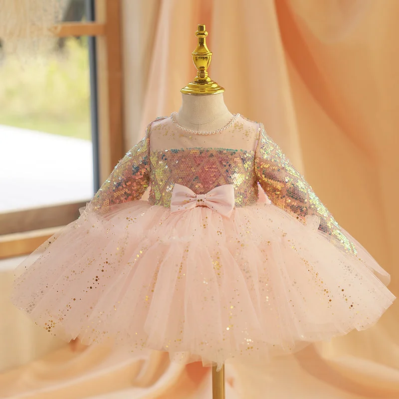 Toddler Prom Dress Girl Princess Dress Autumn Sequin Bowknot Long Sleeve Party Dress Tunics Trousers formal Toddler Prom Dress Girl Princess Dress Autumn Sequin Bowknot Long Sleeve Party Dress Tunics Trousers formal
