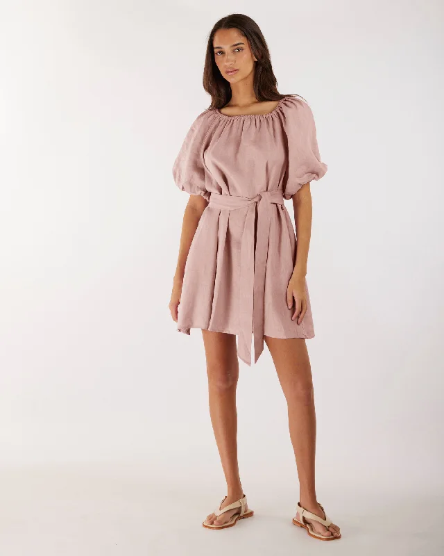 Wren Linen Mini Dress - Peony Fashionable Denim Mini Dress