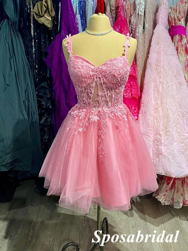 Sexy Pink Tulle And Lace Spaghetti Straps V-Neck Sleeveless Criss Cross A-Line Mini Dresses/ Homecoming Dresses, PD3631 Fashionable Mini Dress with Pockets Sexy Pink Tulle And Lace Spaghetti Straps V-Neck Sleeveless Criss Cross A-Line Mini Dresses/ Homecoming Dresses, PD3631 Fashionable Mini Dress with Pockets