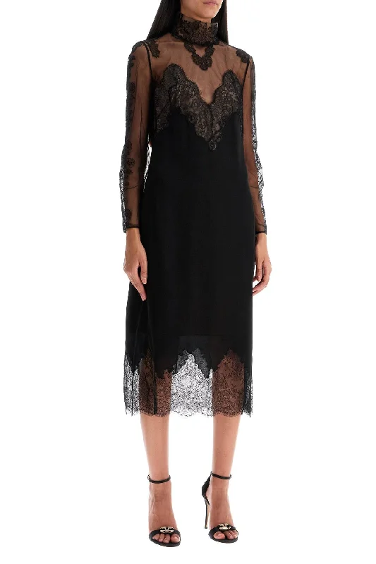 Valentino Garavani Silk And Lace Dress Off-the-shoulder Chic Trendy