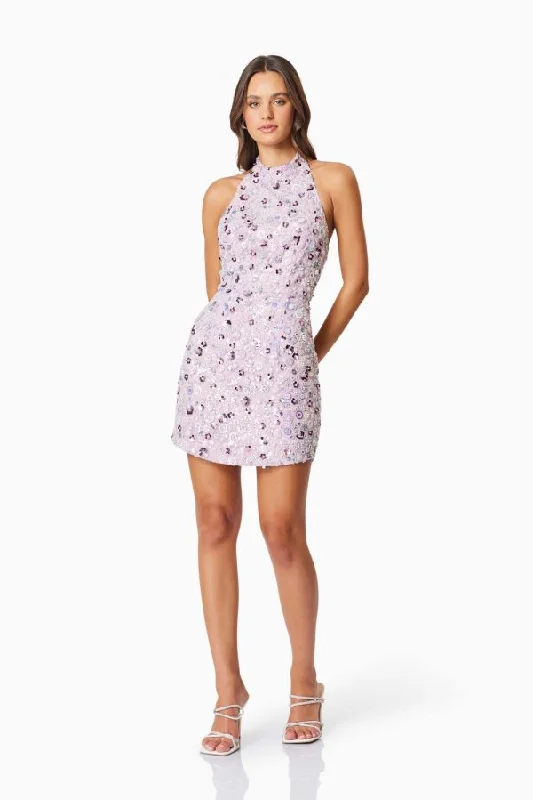 ELLIATT Aurora Strapless Party Mini Dress In Purple Classic Floral Mini Dress