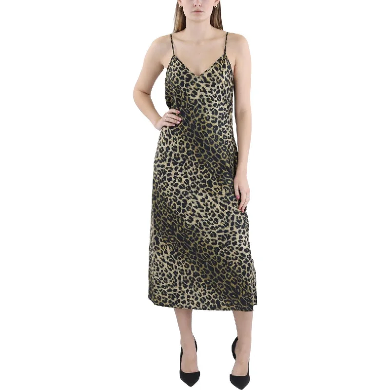 Womens Midi Animal Print Slip Dress Tunics Bestseller popular
