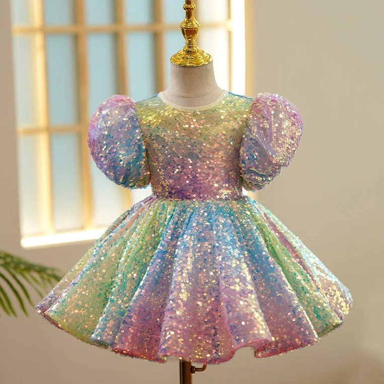 Baby Girl Dress Toddler Ball Gowns Multicolor Sequins Birthday Party Dress Tunics Yoga stretchy Baby Girl Dress Toddler Ball Gowns Multicolor Sequins Birthday Party Dress Tunics Yoga stretchy