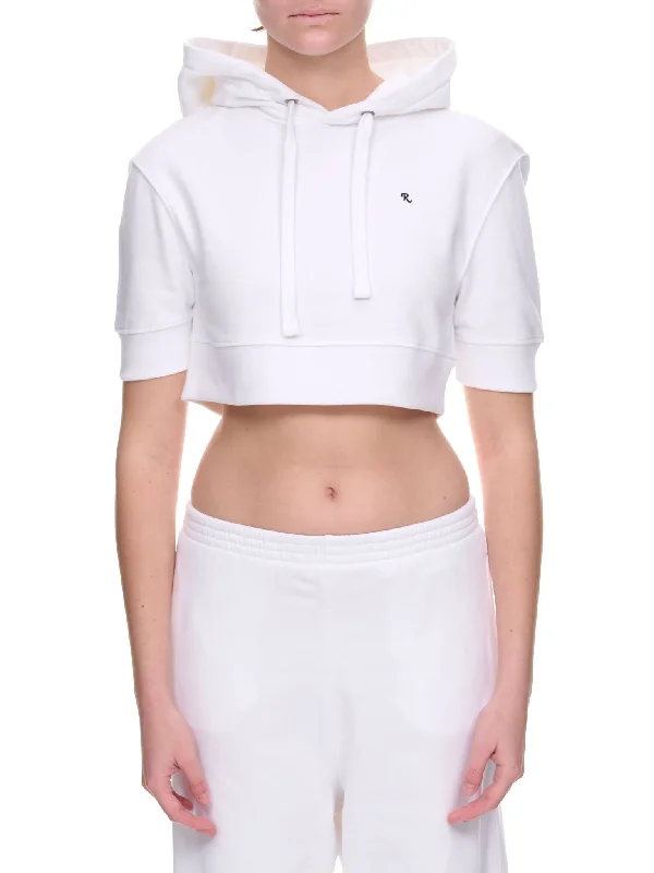 Cropped Hoodie (231-W174-19004-0010-WHITE) Hoodie with Tie-Dye Psychedelic Retro