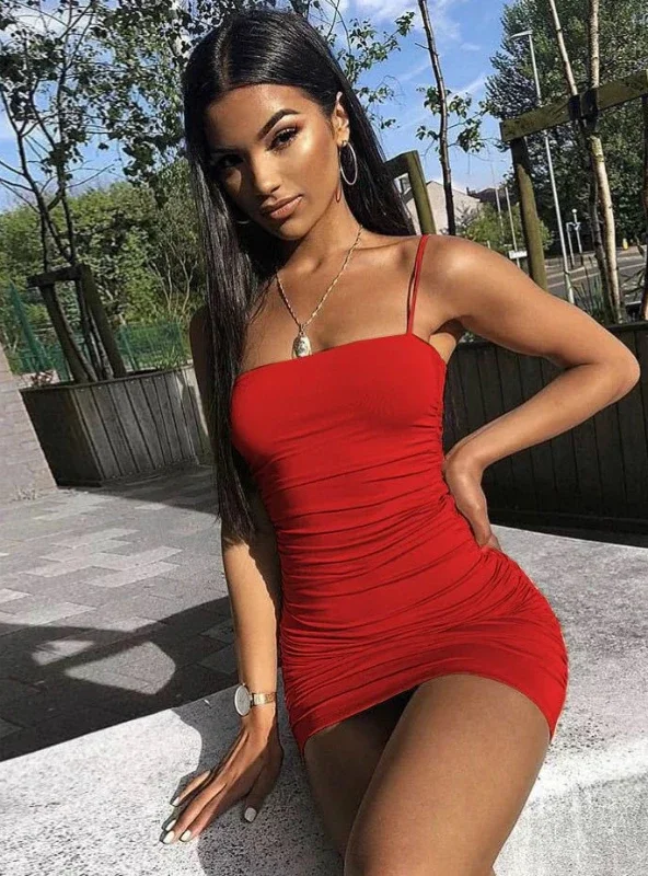 SPAGHETTI STRAP BANDAGE MINI DRESS PARTY DRESS Tunics Practical durable
