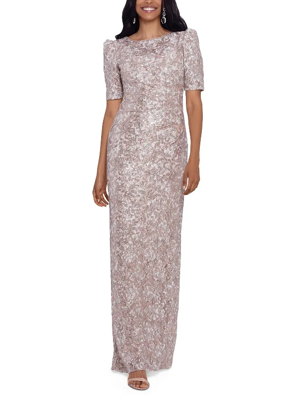 Womens Lace Sequined Evening Dress Tunics Chic elegant