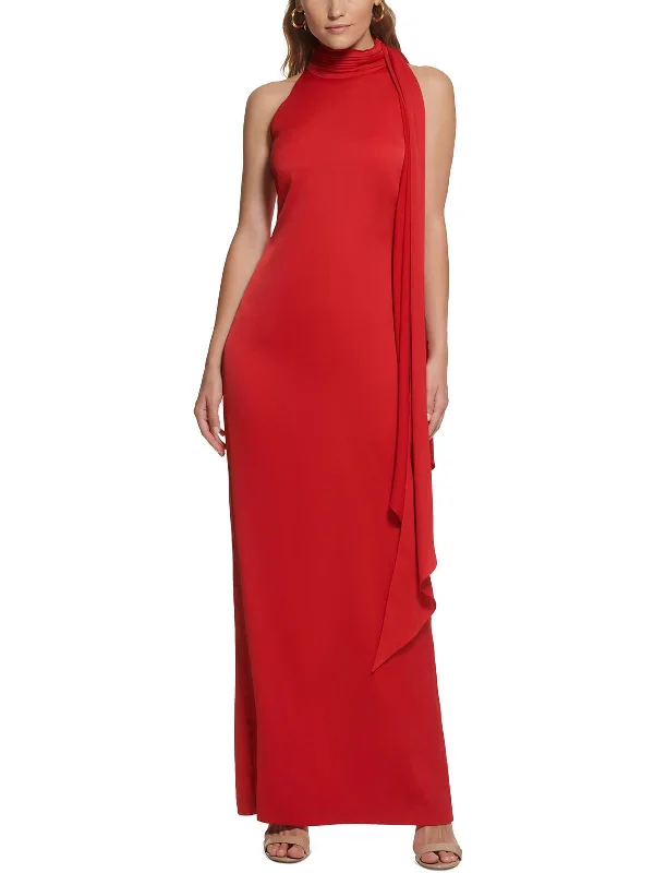 Womens Satin Halter Evening Dress Tunics Chinos classic