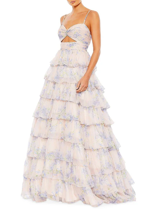Womens Chiffon Floral Evening Dress Tunics Prom sequined