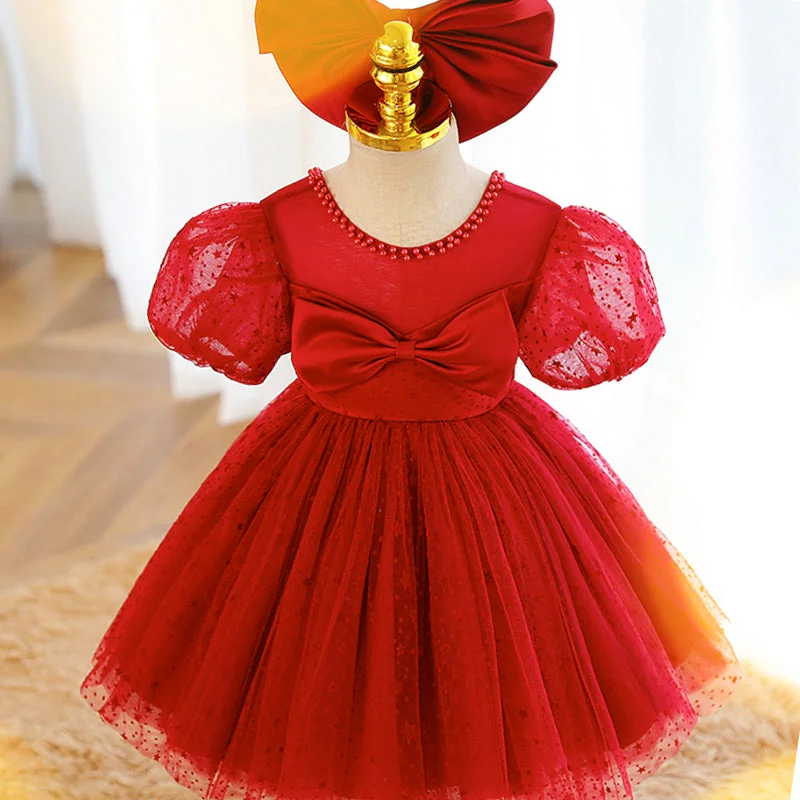 Girl Christmas Dress Baby Girl Dress Toddler Prom Summer Red Star Puff Sleeve Bow Princess Party Dress Tunics Mesh breathable Girl Christmas Dress Baby Girl Dress Toddler Prom Summer Red Star Puff Sleeve Bow Princess Party Dress Tunics Mesh breathable
