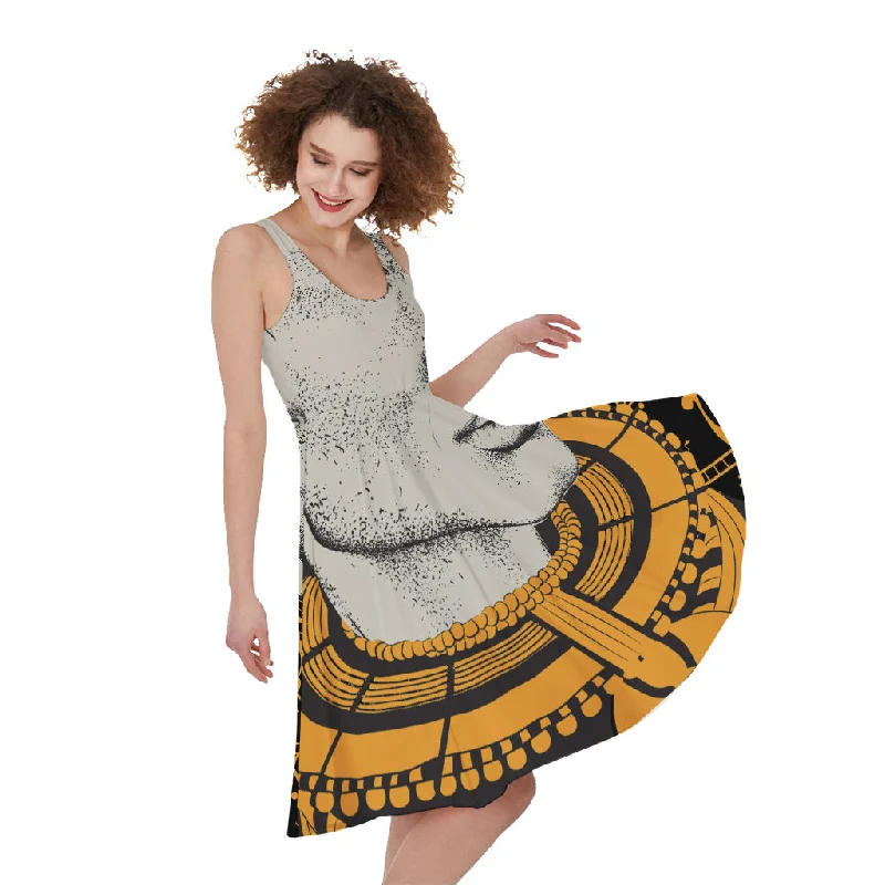 African Style Print Sleeveless Knee Length Dress Tunics Essential wardrobe