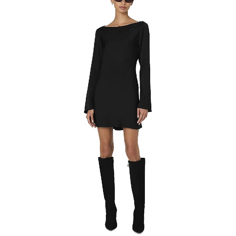 Womens Mini Bell Sleeve Shift Dress Bodycon Club Sequined