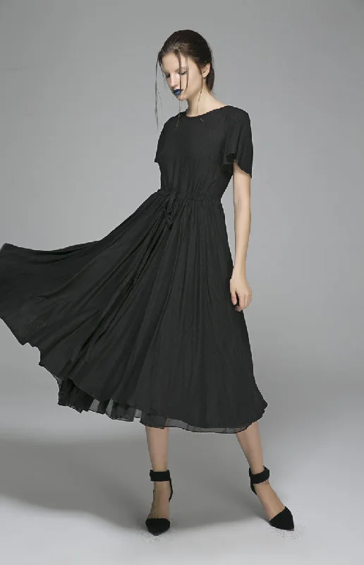 Lien dress classic women black dress prom dress party dress(1403) Tunics Practical easy-care