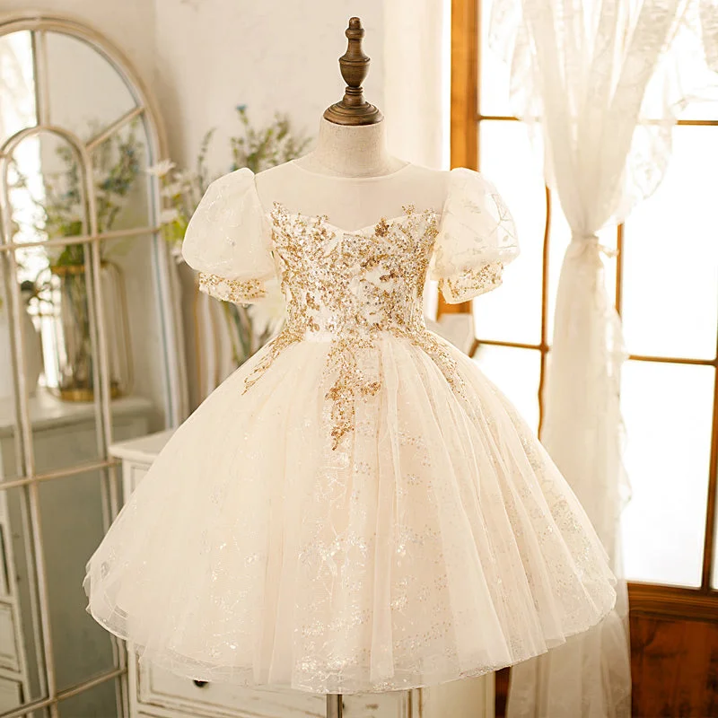 Baby Girl Baptism Dress Girl Elegant Puff Sleeve Sequin Birthday Party Dress Tunics Velvet soft Baby Girl Baptism Dress Girl Elegant Puff Sleeve Sequin Birthday Party Dress Tunics Velvet soft
