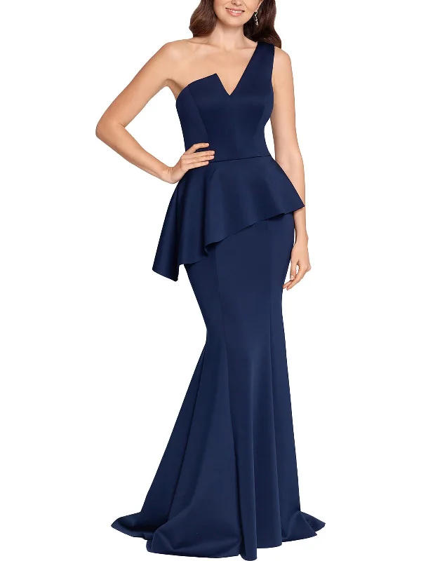 Womens Peplum One Shoulder Evening Dress Tunics Corduroy durable