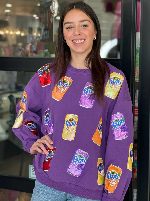 Purple Scattered Multi Fanta Can Sweatshirt Hoodie with Mesh Breathable Sporty