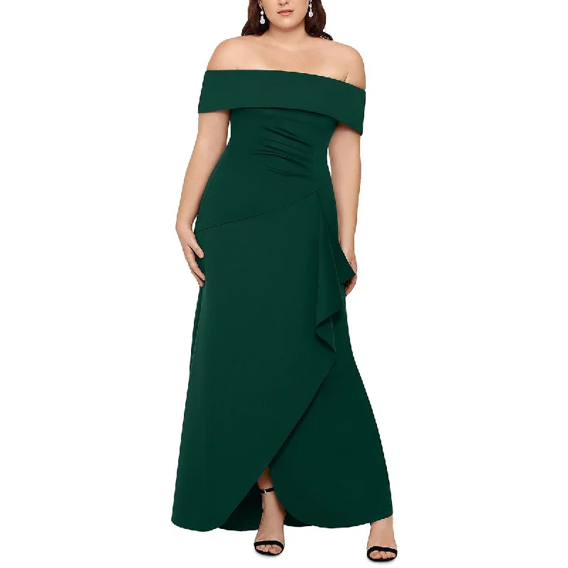 Plus Womens Off-The-Shoulder Ruched Evening Dress Tunics Designer luxury
