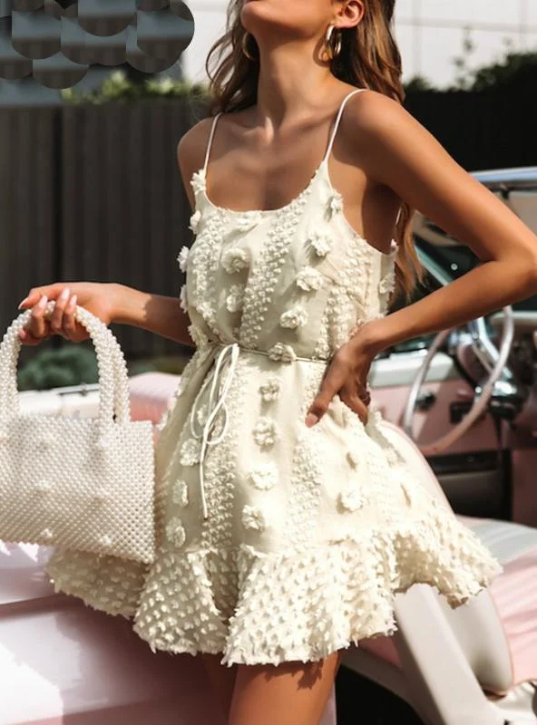 Elegant Spaghetti Strap Short Party Dresses Pleated Skirt Elegant