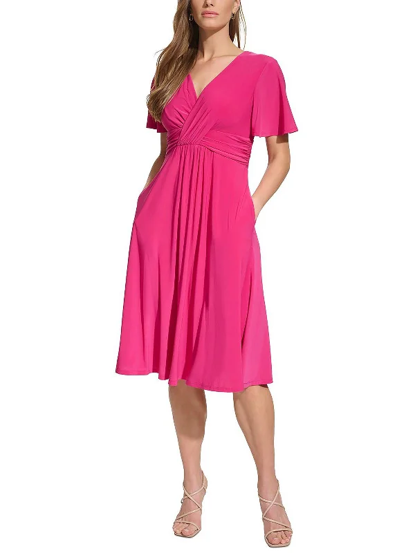 Womens Crossover Midi Cocktail And Party Dress Tunics Versatile stylish