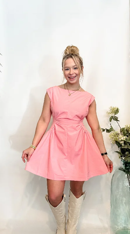 My New Crush Mini Dress Pink Elegant Silk Mini Dress
