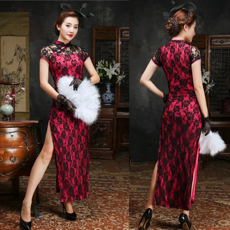 Plus Size Women Lace Classic Long Cheongsam Rayon Floral Elegant Evening Party Dress Traditional Tunics Favorite customer Plus Size Women Lace Classic Long Cheongsam Rayon Floral Elegant Evening Party Dress Traditional Tunics Favorite customer