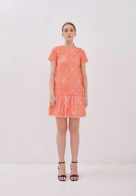 3D TENUN Orange Mini Dress Cozy Sweater Mini Dress