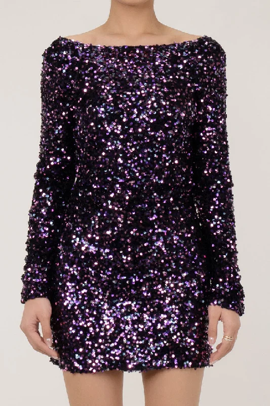 Sparkly Bow Tie Draped Backless Long Sleeve Bodycon Sequin Party Mini Dress Trendy Crossover Mini Dress Sparkly Bow Tie Draped Backless Long Sleeve Bodycon Sequin Party Mini Dress Trendy Crossover Mini Dress