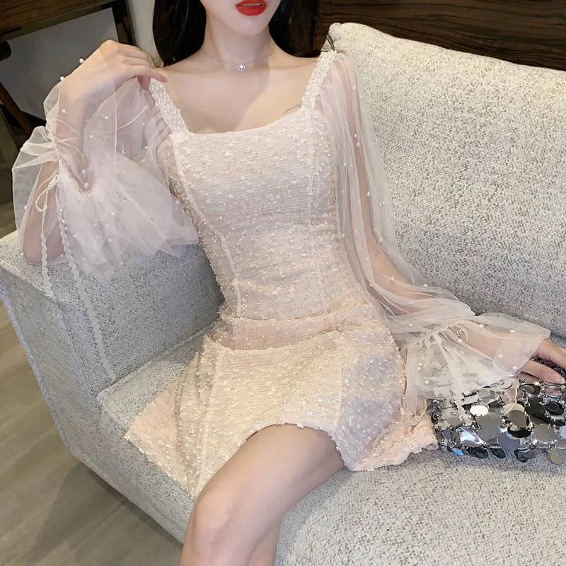 Sexy Dress Women Long Lantern Sleeve Dresses Dots Female Luxury Slim Evening Party Dress Vestidos Tunics Versatile stylish Sexy Dress Women Long Lantern Sleeve Dresses Dots Female Luxury Slim Evening Party Dress Vestidos Tunics Versatile stylish