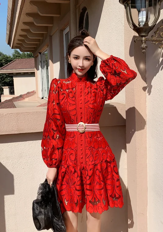 High Quality Vintage Hollow Out Lace Floral Embroidery Party Dress Tunics Plaid country High Quality Vintage Hollow Out Lace Floral Embroidery Party Dress Tunics Plaid country