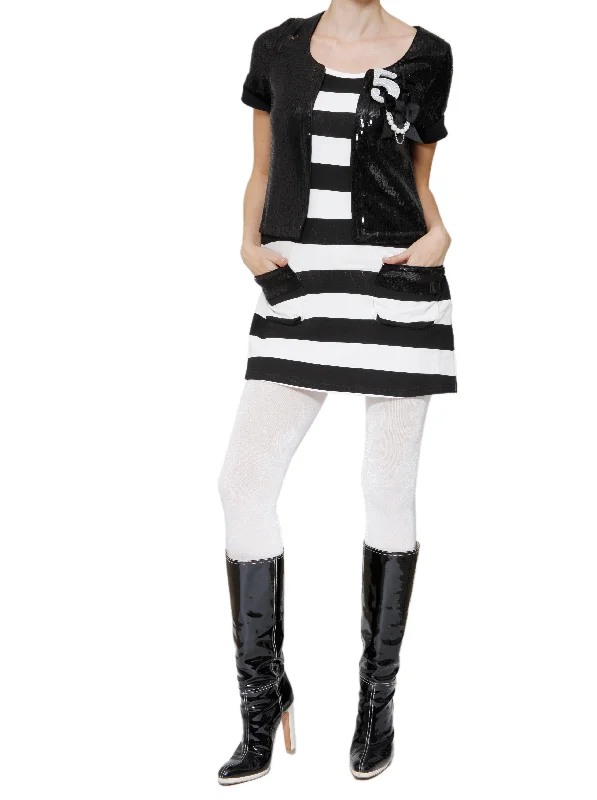 Black White Monochrome Mini Dress Comfortable Wrap Mini Dress