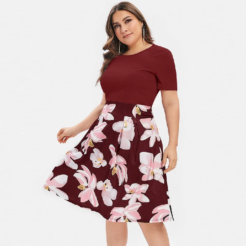 Plus Size Women Flower Print A Line Dress Short Sleeves Sexy O-Neck Bodycon Party Dress Summer Big Size Vestidos 5XL Tunics Luxurious premium Plus Size Women Flower Print A Line Dress Short Sleeves Sexy O-Neck Bodycon Party Dress Summer Big Size Vestidos 5XL Tunics Luxurious premium