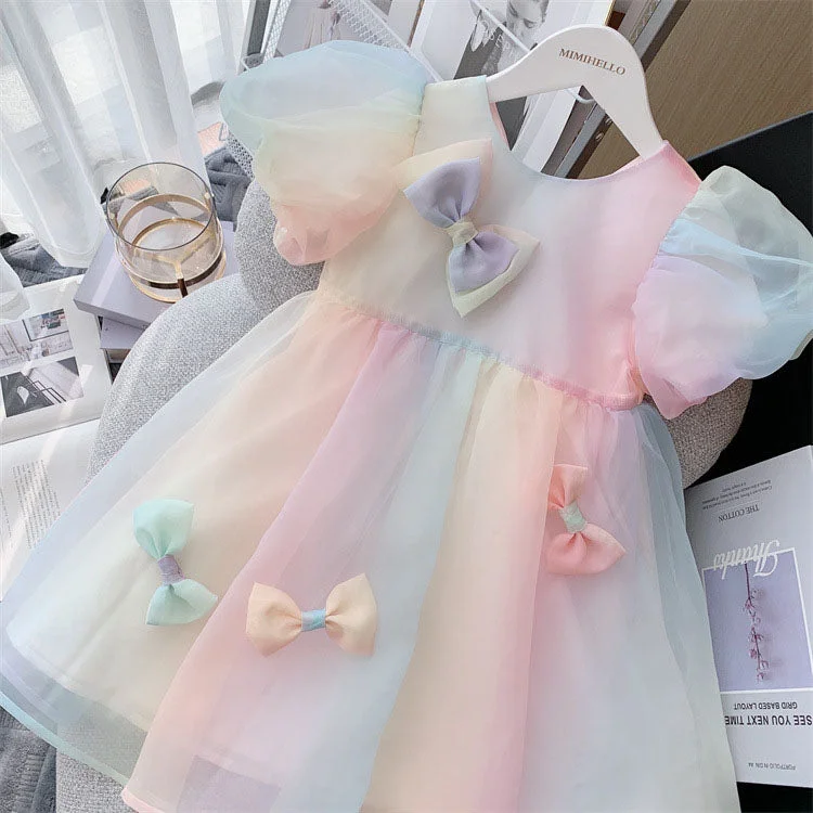 Baby Girl Party Dress Summer Rainbow Princess Dress Tunics Trendy modern