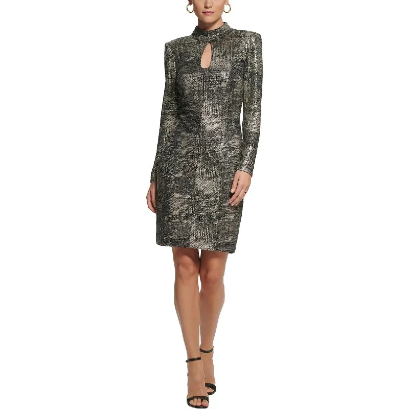 Womens Metallic Cut-Out Cocktail And Party Dress Chiffon Maxi Beach