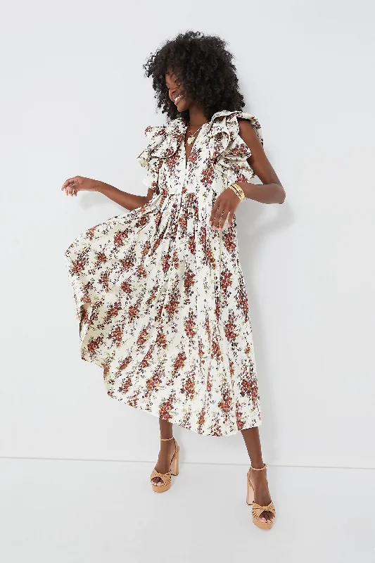 Cerise Falling Flowers Bouquet Mariana Dress Tunics Wedding white