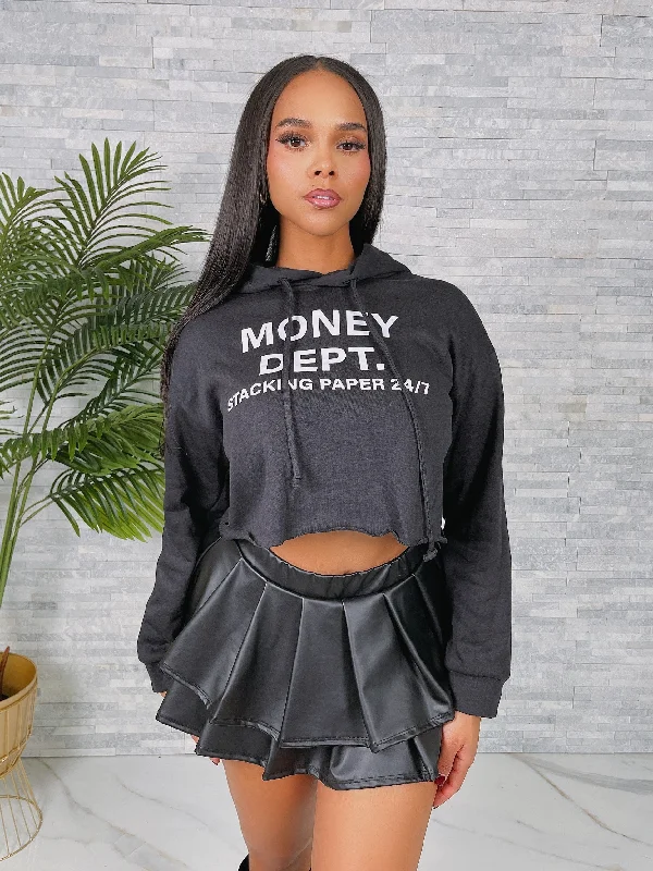YT4609H - MONEY DEPT CROP SWEATSHIRT Hoodie with Illustration Artistic Creative