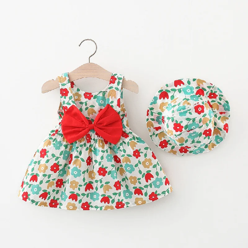 Baby Girl Tutu Dress Summer Sleeveless Backless Princess Birthday Party Dresses Flower Bow Sundress with Hat Set Tunics Running lightweight Baby Girl Tutu Dress Summer Sleeveless Backless Princess Birthday Party Dresses Flower Bow Sundress with Hat Set Tunics Running lightweight