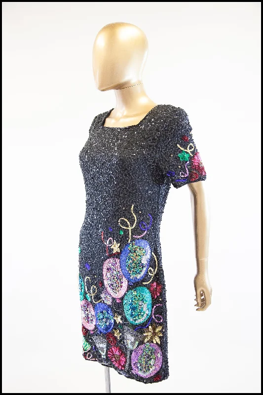 Vintage 1980s Sequin Novelty Party Dress Tunics Polka dots