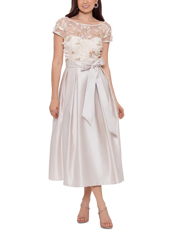 Womens Glitter Midi Cocktail And Party Dress Tunics Satin smooth
