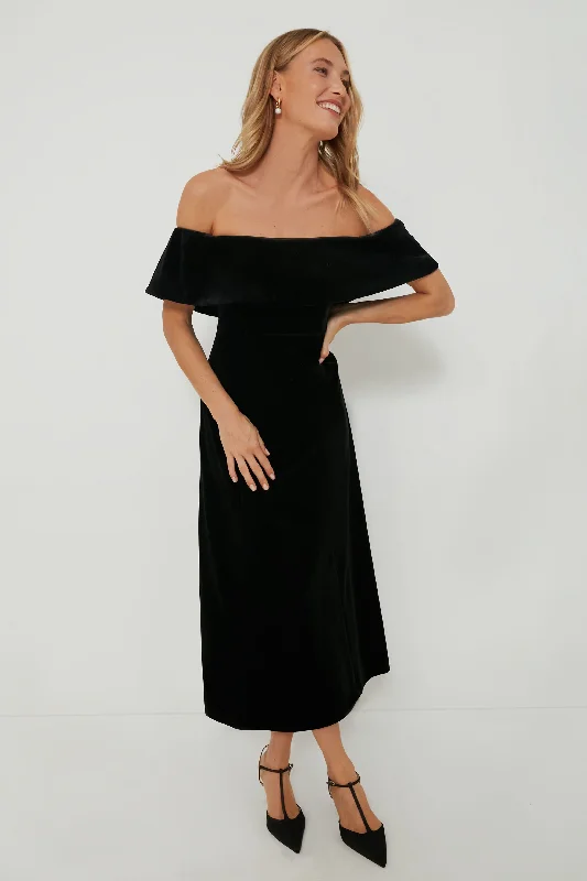 Black Velvet Off The Shoulder Elise Dress Boatneck Modish Everyday