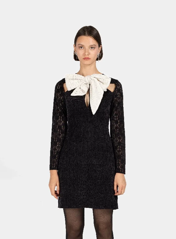 CANDICE BOW TEXTURED DRESS A-Line Day Work
