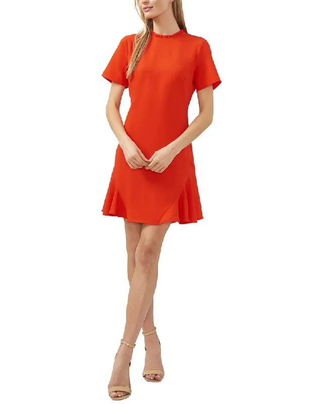 Cece Ruffle Neck Godet Dress Tunics Trendy modern
