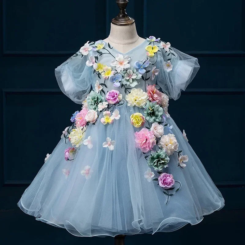 Flower Girl Dress Baby Girl Blue Cute Princess Party Dress Toddler Ball Gowns Bodycon Fitted Nightout Flower Girl Dress Baby Girl Blue Cute Princess Party Dress Toddler Ball Gowns Bodycon Fitted Nightout