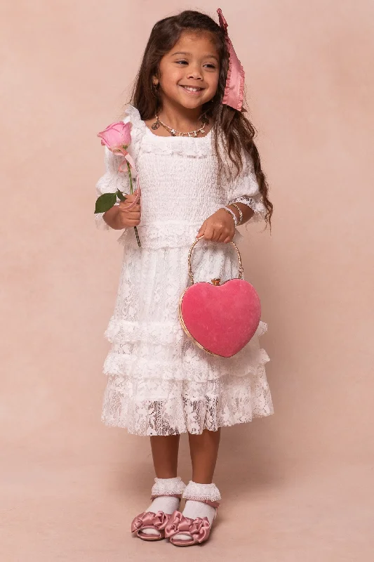 Mini Francie Dress in White Lace Shift Classic Vintage