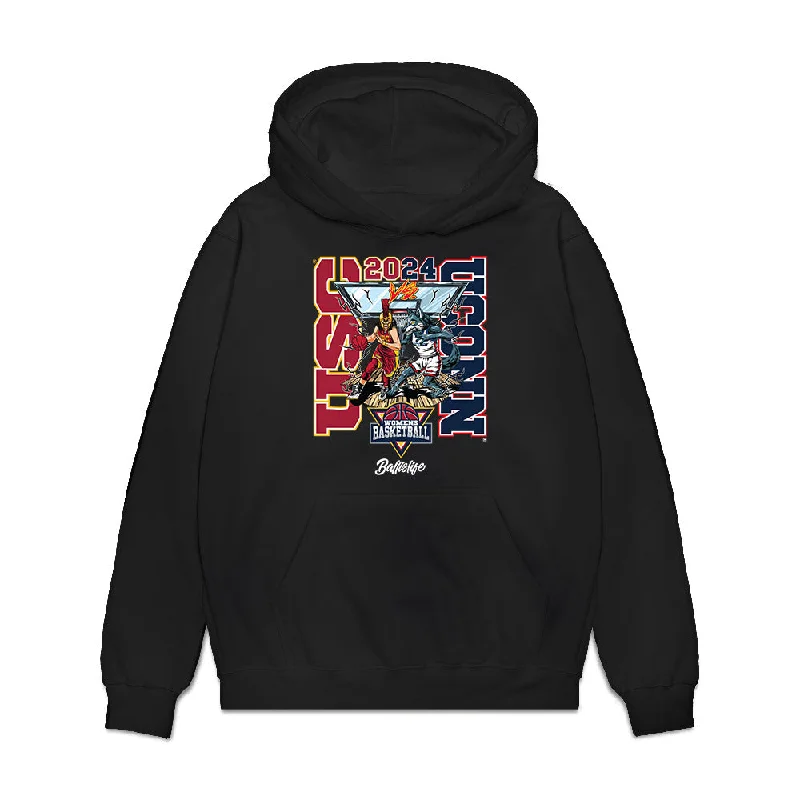 UConn - NCAA Women's Basketball : Paige Bueckers - Ball is Life - UConn vs USC Black Premium Hooded Sweatshirt Hoodie with Half-Zip Sporty Casual