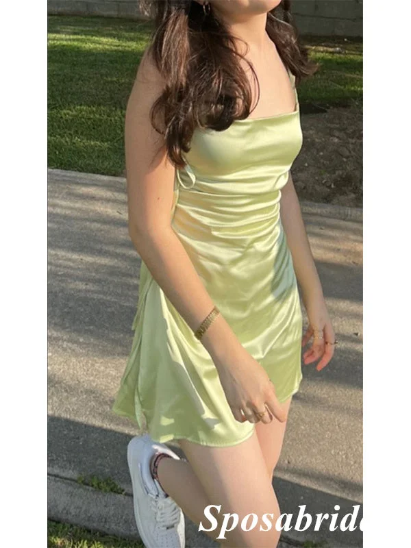 Sexy Soft Satin Spaghetti Straps Sleeveless A-Line Mini Dresses/ Homecoming Dresses, PD3658 Classic Striped Mini Dress Sexy Soft Satin Spaghetti Straps Sleeveless A-Line Mini Dresses/ Homecoming Dresses, PD3658 Classic Striped Mini Dress